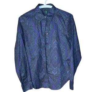 Lauren Ralph Lauren Purple and Black Paisley Button Down Shirt Size Small
